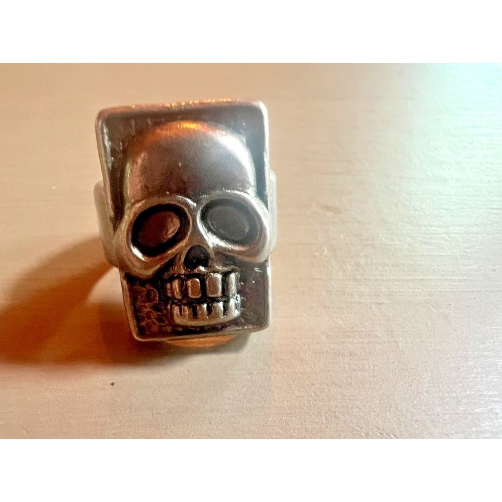 Heavy Adjustable Skull Ring Gothic Punk Biker‎ Rocker Distressed Metal Chunky